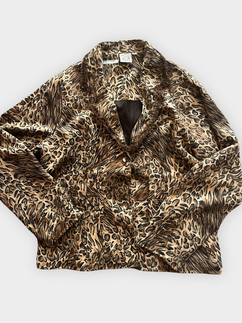 Parsley & Sage Leopard Print Blazer Fuzzy Trim Mob Wife Y2K Size M